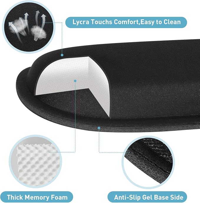 Yolanda Keyboard Wrist Rest Memory Foam, Easy Typing Pain Relief, Keyboard Mouse Pad Set for Computer, Laptop, Home & Office | Easy Typing Pain Relief, Keyboard Mouse Pad Set for Computer, Laptop, Home & Office