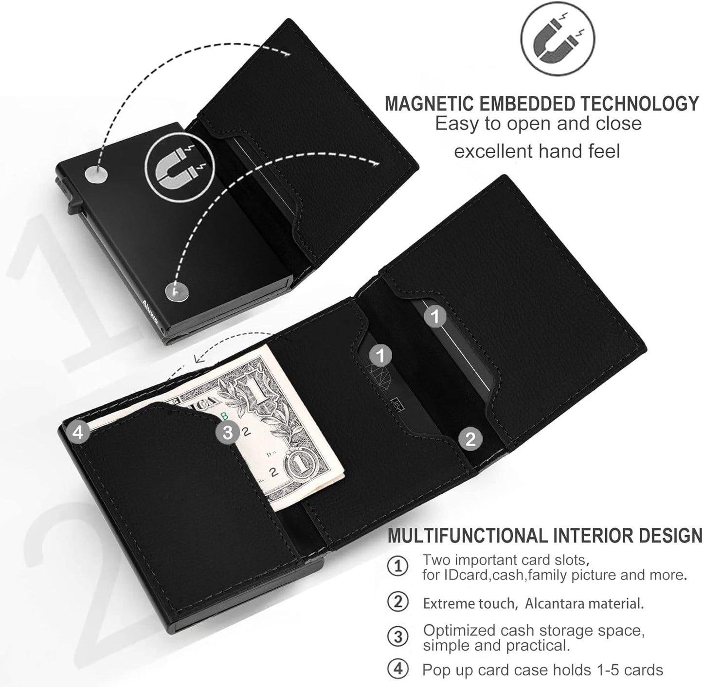 Aiuwo Airtag Wallet for Men,Mens Wallet Card Holder,Smart,Slim,Minimalist Wallet,Credit Cards Holder RFID Blocking Wallet (Airtag Wallet, Lichee Black)