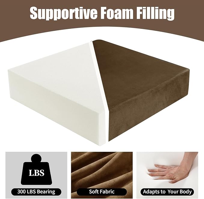 HOMBYS Recliner Seat Cushion with Lumbar Support Pillow and Adjustable Headrest, Medium Firm Foam Filling Chair Pad and Back Support, Non-Slip Design for Comfort and Pressure Reduce, Brown