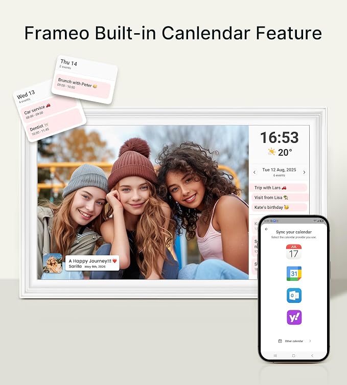 BIGASUO 15.6" Digital Picture Frame, 64GB WiFi Digital Frame Frameo with 1920x1080 FHD IPS Touch Screen, Share Photos Videos via Frameo App, Support SD/USB Drive, Best Gifts for Parents/Grandparents