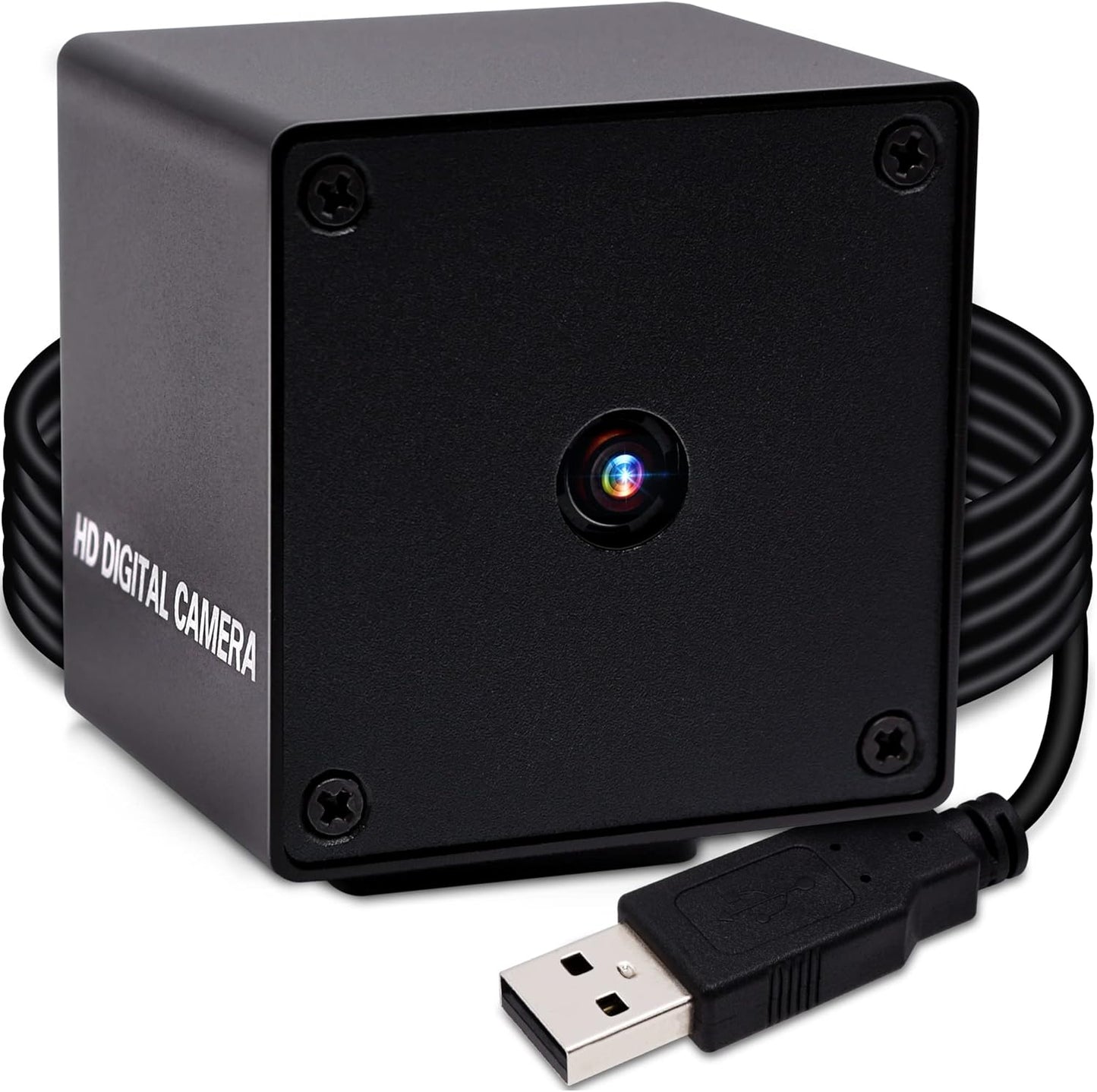 ELP 16MP Autofocus USB Camera with Metal Case - Mini UVC USB2.0 4K Webcam with 68 No Distortion Lens IMX298 Sensor for PC & Home Surveillance