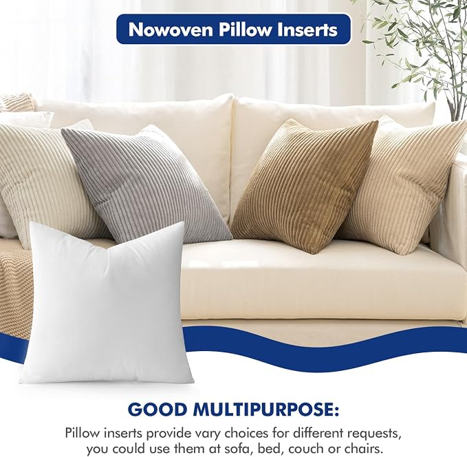 MIULEE Pillow Insert 16x16 Inch Decorative Square Throw Pillow Inserts | Premium Fluffy Pillow Forms Sham Stuffer for Sofa Couch Living Room