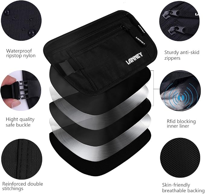 Money Belt for Travel Women and Men Slim Hidden Travel Wallet with RFID Blocking