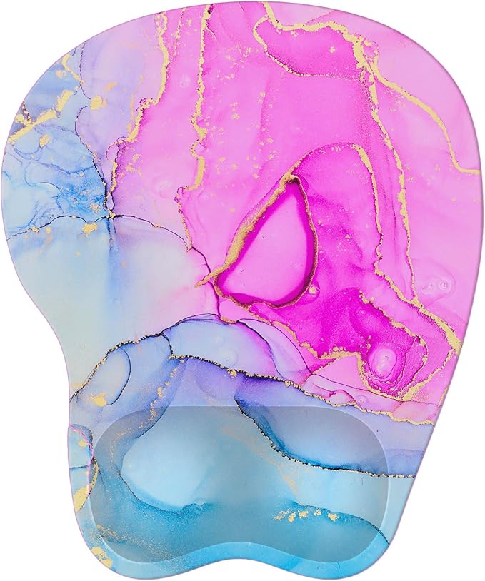 Upgrade Ergonomic Mouse Pad,Non Slip Mousepad Wrist Rest Support for Office, Computer, Laptop & Mac(B-Pink Blue Marble)