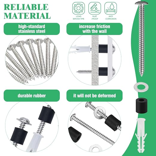 200Pcs/50 Sets Stainless Steel Pegboard Mounting Kit Contains Screws, Anchors, Spacers and Washers, Wall Peg Board Installation Kit for 1/4 Inch Pegboard, Silver