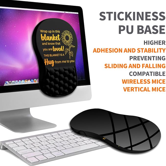 Ergonomic Joint Wrist Support Mouse Pad with Memory Foam Cushion Massage Bump, Carpal Tunnel Pain Relief Mousepad Slope Design for Wrist Rest, 11.8x7.9 in, Hug You and Me