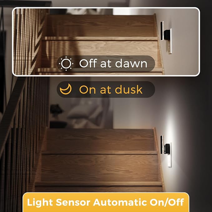 L LOHAS LED Night Lights Plug Into Wall, 2 Pack Night Light with Dusk-to-Dawn Sensor, Dimmable Decorative LED Nightlights, 0-100LM 5000K Adjustable Brightness for Bathroom, Hallway, Bedroom,Stairway