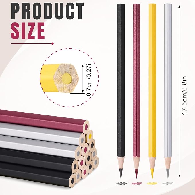 Gersoniel 24 Pack Colorful Welders Pencil, Metallic Marking Pencil | Fits Welding, Construction, and Carpentry Workers. Writes on Metal, Wood and Stone, Teacher Water Soluble Marking Tools, 6.9"