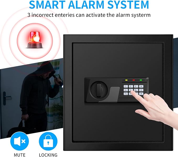 2.3 Cuft Fire proof Safes for HOME USE, Digital Security Safe Box with Programmable Keypad and Spare Keys, Safety Box for Home Office Business, Document Safe for Money Medicine Valuables