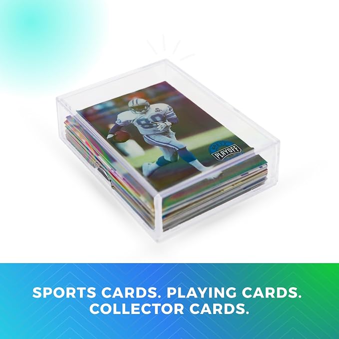 Gary Plastic Packaging 50-Pack Clear Acrylic Card Storage Boxes with Lids – Holds 52 Playing Cards or 50 Standard Trading Cards Each, Stackable Organizer for Sports & TCG Cards (Unsleeved)