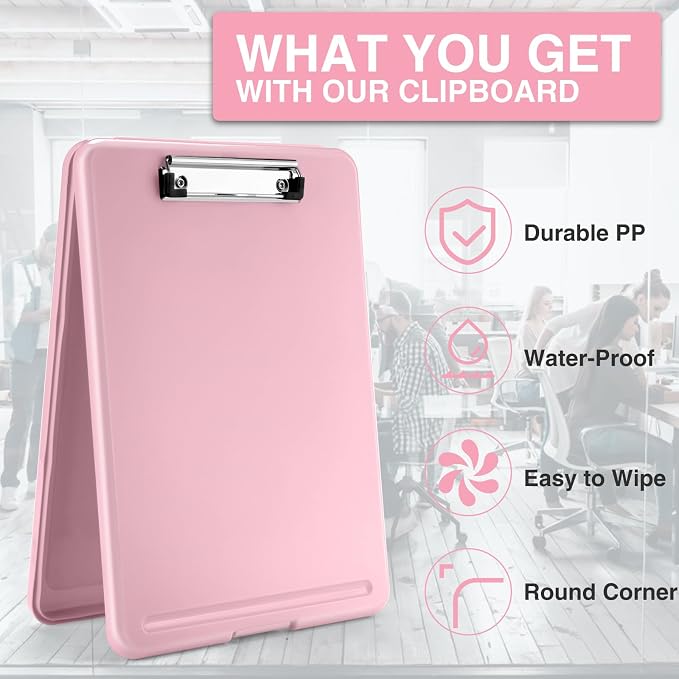 Sooez Clipboard with Storage, Plastic Nursing Clip Board, 8.5" x 11", Work | Sturdy Clipboards Foldable, Cute Hanging Clip Board Case, Teacher, Classroom Must Haves, Office School Supplies, Women & Men