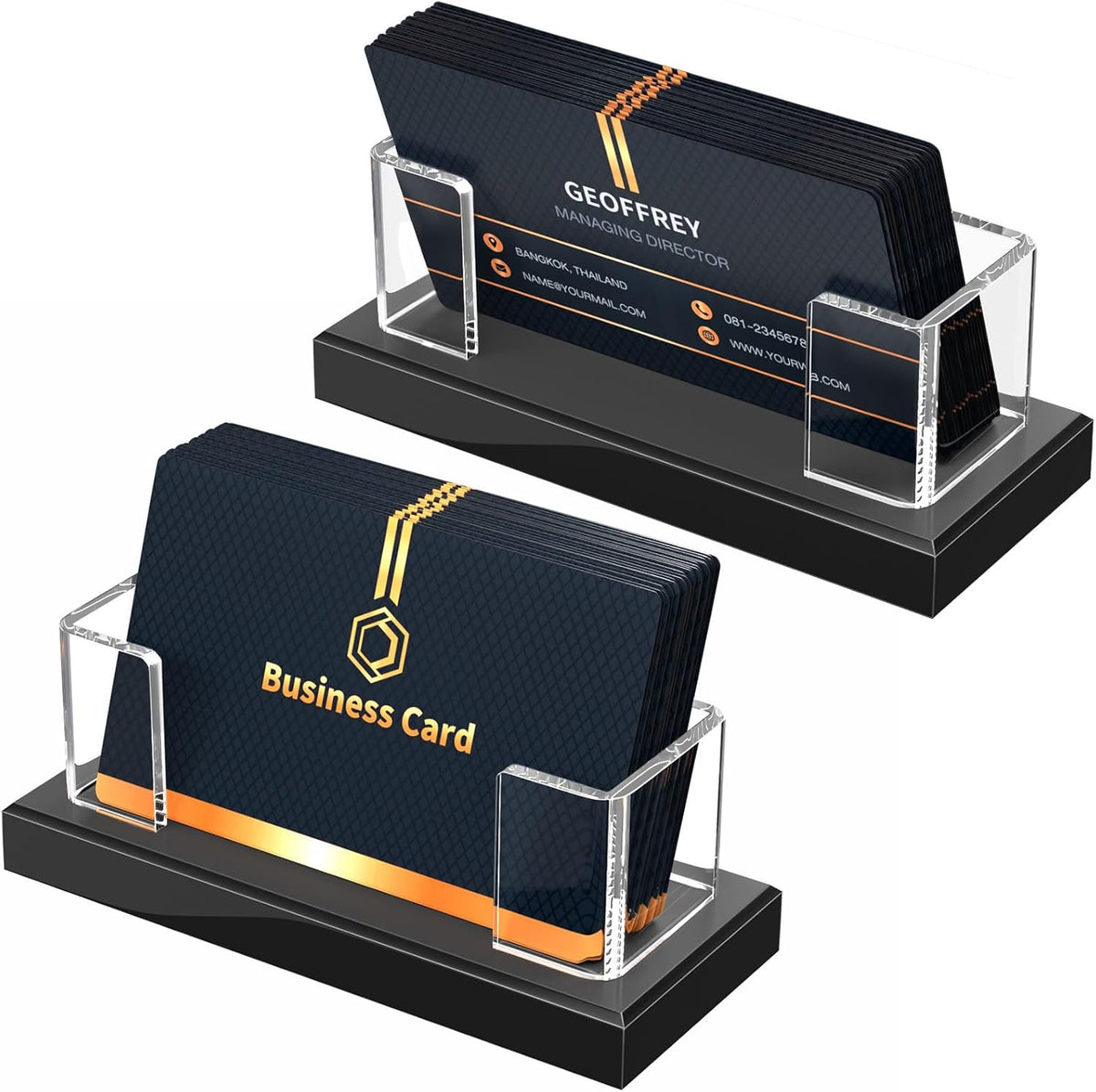 NIUBEE Acrylic Business Card Holder: Clear Plastic Business Cards Display Stand for Desk - Gift Card Organizer for Office 8 Pieces