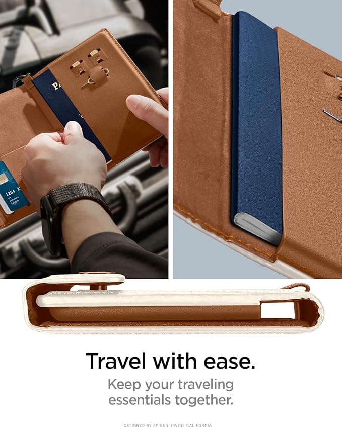 Spigen Life Passport Card Cover Holder, RFID Blocking | Travel Document Organizer, SIM Card Pin Included - Black