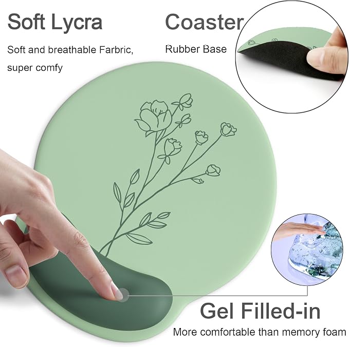 Ergonomic Mouse Pad with Wrist Rest Support,Gel Mouse Pads for Desk | Big Mousepad With Coaster Non-slip & Pain Relief for Computer, Home&Office Desk Decor