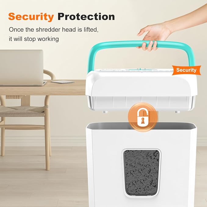 Bonsaii 6-Sheet Cross Cut Paper Shredder for Home, 3.4 Gal Bin | P-4 Security Level, Shreds Credit Cards, Staples & Paper Clips, with Portable Handle, Small Shredder for Home