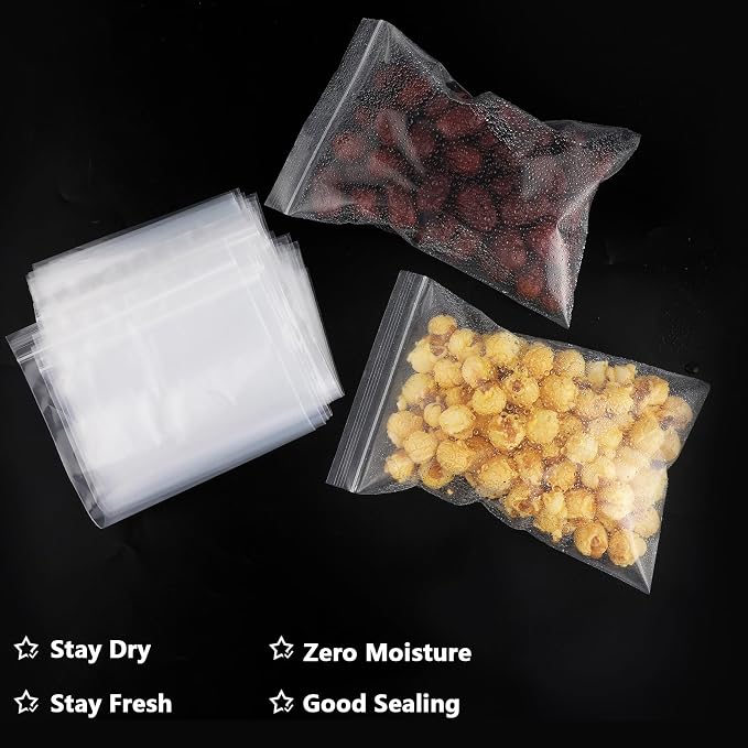 BESARME 500 PCS 5" x 7" Small Plastic Bags for Jewelry Mini Clear Plastic Poly Bag 2 Mil with Resealable Lock Seal Zipper for Storage Gifts Candy Screws