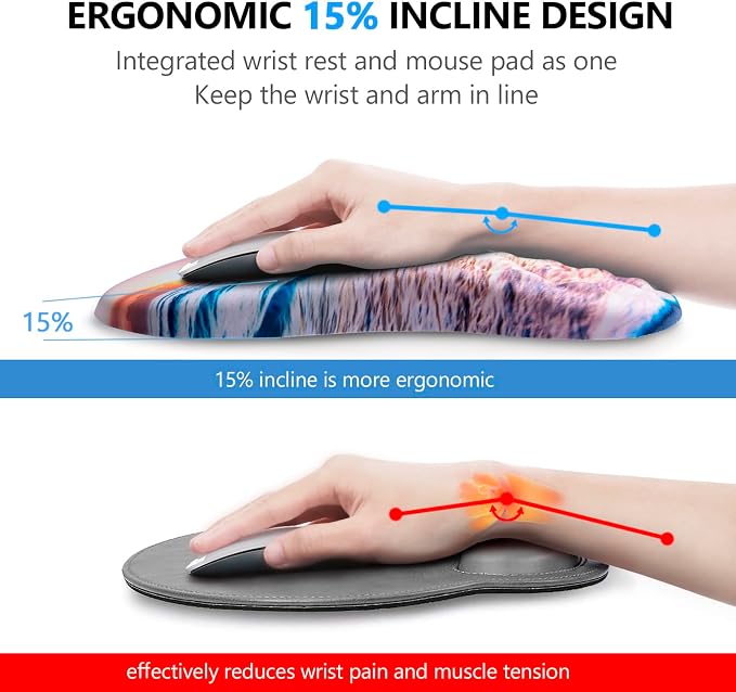 Ergonomic Mouse Pad with Wrist Support and Keyboard Wrist Rest Set | Memory Foam Wrist Cushion, Non-Slip PU Base, Massage Design, Relieves Wrist Pressure for Work, Gaming & Office Use