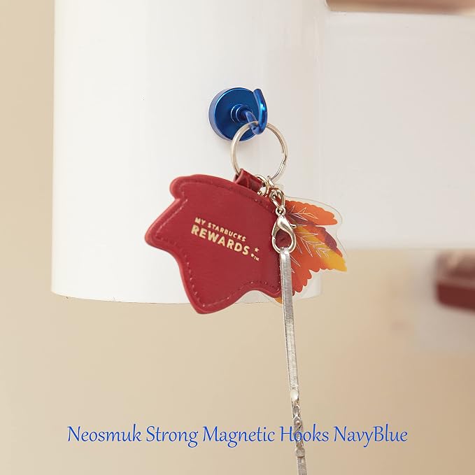 Neosmuk Magnetic Hooks, Heavy Duty 40lb+ Strong Magnet Hook for Cruise Cabins, Cruise Essentials 2026 for Hanging, Metal Wall Refrigerator Hangers (Navyblue, 10 Pack)