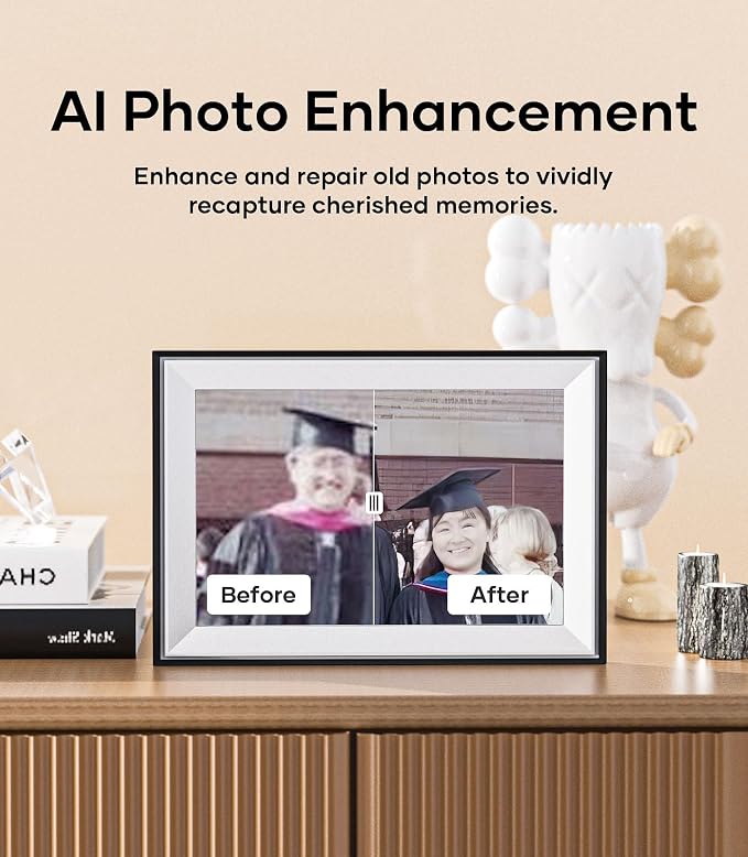 Cozyla 10.1'' WiFi Digital Picture Frame for Storing Memories | No Subscription & Free Unlimited Storage, Share Photo＆Video via Apps, Auto-Rotate WiFi Electronic Photo Frame for Gifting