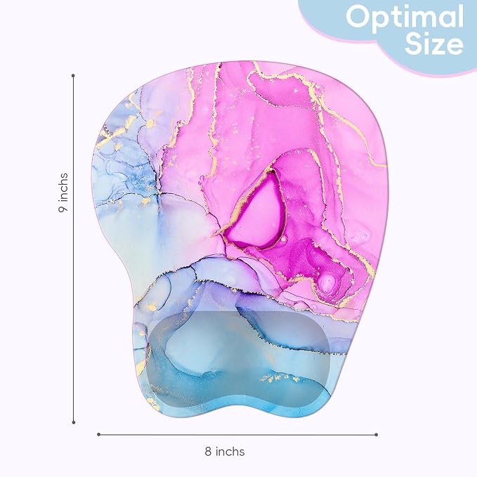 Upgrade Ergonomic Mouse Pad,Non Slip Mousepad Wrist Rest Support for Office, Computer, Laptop & Mac(B-Pink Blue Marble)