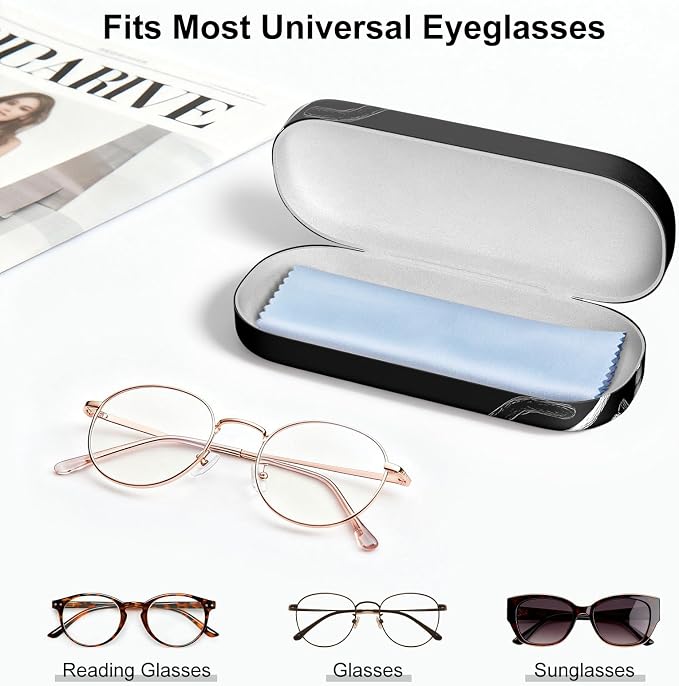 Hard Shell Leather Sunglasses Case,Classic Fashionable Cute Large Glasses Case for Women Men,Sunglass Eyeglasses