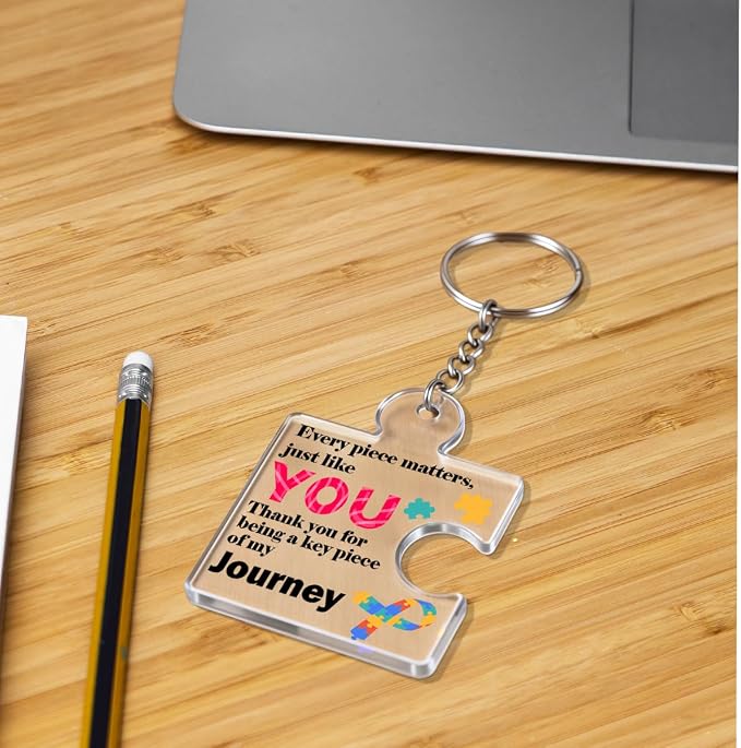 Team Appreciation Gifts Bulk Thank You Keychains for Coworkers | Gift Set for Employee, Staff, Teachers, Teamwork Puzzle Piece Keyring, Acrylic