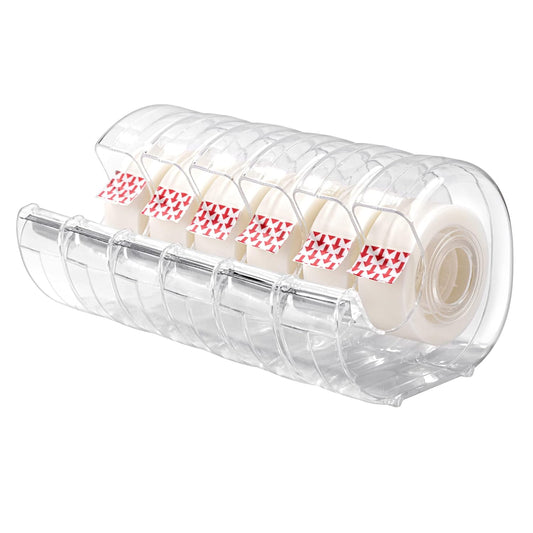 Amazon Basics Tape Dispenser with Refill Rolls - 3/4" x 650" (18 yds), 6 Pack, Matte Finish