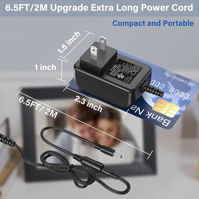 5V 3A Photo Frame Charger Fit for Aura Carver Digital Picture Frame UKEU900 | Power Cord AC Adapter Fit for Aura Carver UKEU900-BLK UKEU900-WHT 10.1'' SR-A30503000U2 5VDC 5.0V 3.0A DC5V