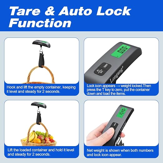Digital Hanging Luggage Scale with Backlit for Travel, Portable Handheld Suitcase Weight Scale with Hook, 110 Pounds, Battery Included