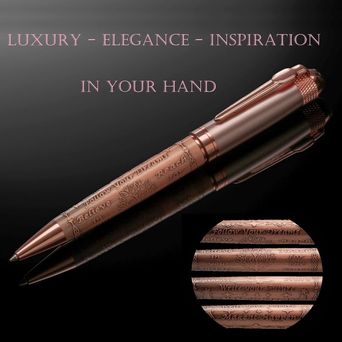 S&R Somit Fancy Pen with Gift Box - Luxury Pen for Women – Valuable Business, Office, Executive Gift for Family & Friends – Special Engraving & Led Decorative Box (GOLDEN ROSE)