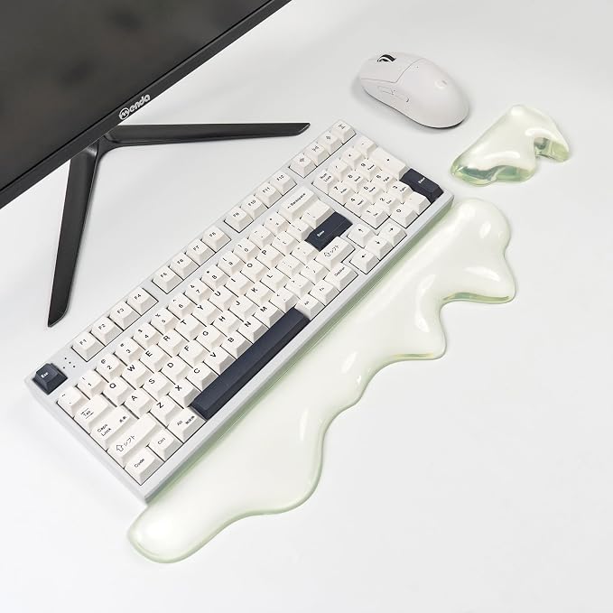 Ergonomic Gel Wrist Rest for Keyboard and Mouse, Wrist Rest Set, Cute Silicone Wrist Rest for Computer Keyboard 60%/68%/75% (Green)