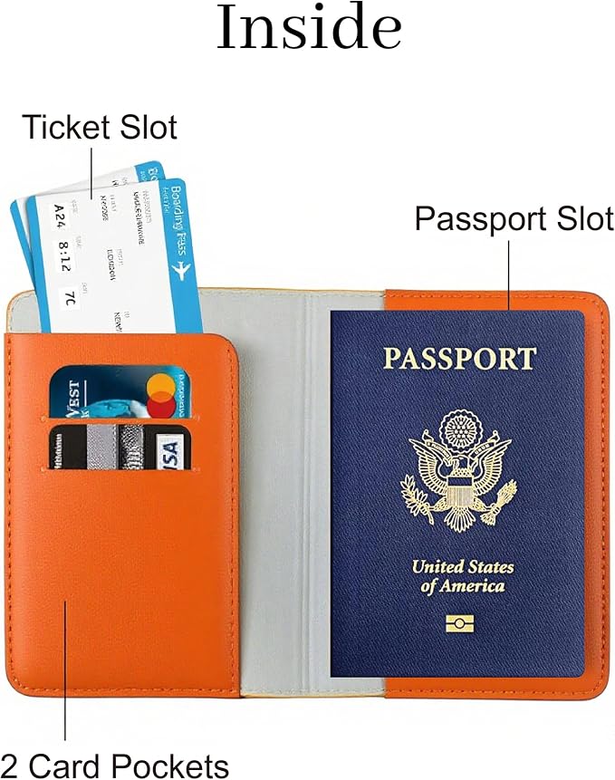 Passport Holder for Travel, RFID Blocking Waterproof PU Leather Travel Passport Cover Case Wallet
