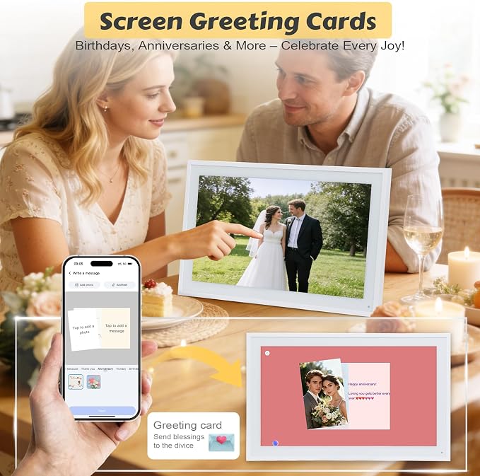 COMIX 15.6" Smart Digital Wall Calendar - WiFi Family Organizer with Sync Google/Outlook/Apple Calendar, Touchscreen Meal Planner & Chore Chart, Digital Photo Frame for Home & Office