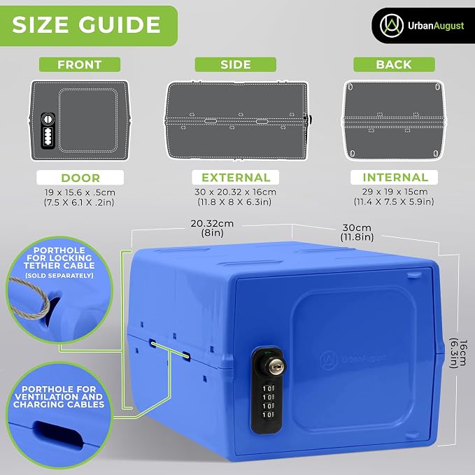 Dual Combination & Keyed Lockbox - Lockable Box for Everyday Use - Multi-Purpose lock for Home & Office Safety - Made of Industrial-Grade Plastic - One Size (Blue)