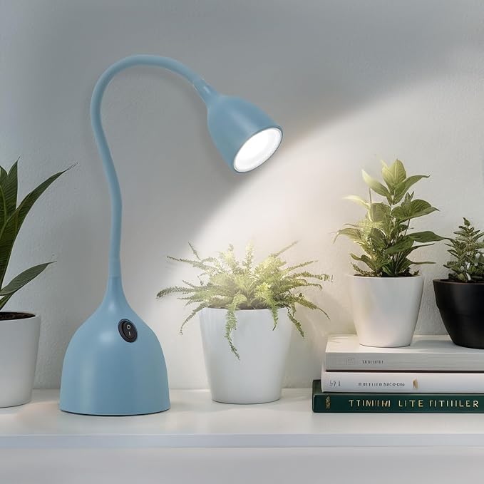 EJIAXIN Gooseneck Desk Lamp 360 LED Flexible Reading Light for Small Spaces Home Office Bedroom College Dorm Bookshelf Nightstand Table Lamp (Blue)