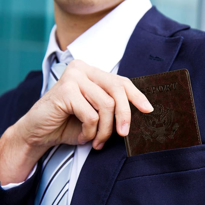TIGARI Passport Holder for Travel Women Men, Valentines Day Gifts PU Leather Wallet Cover Case Sleeve, Waterproof Protected Document Organizer, Vacation Plane Cruise Travel Essentials