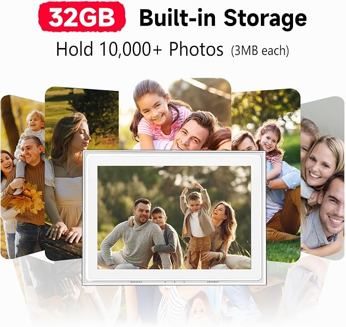 10.1 Inch FRAMEO Digital Photo Frame WiFi 32GB 800 * 1280 IPS Touch Screen Digital Picture Frame Easy Setup Share Photo or Video via Frameo APP