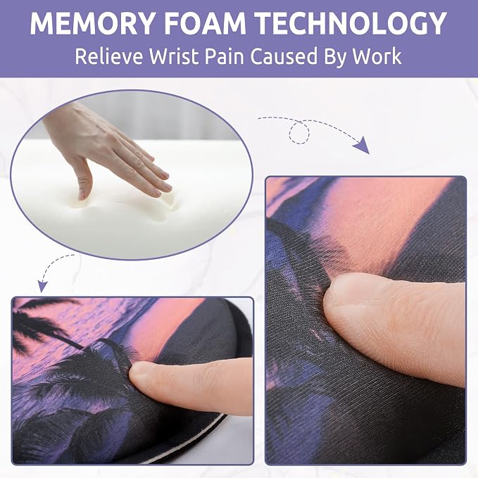 KONVINIT Ergonomic Mouse Pad with Wrist Rest, Small Mousepad with Non-Slip Rubber Base and Smooth Surface, Sunset Mouse Pads for Desk, Office Desk Accessories