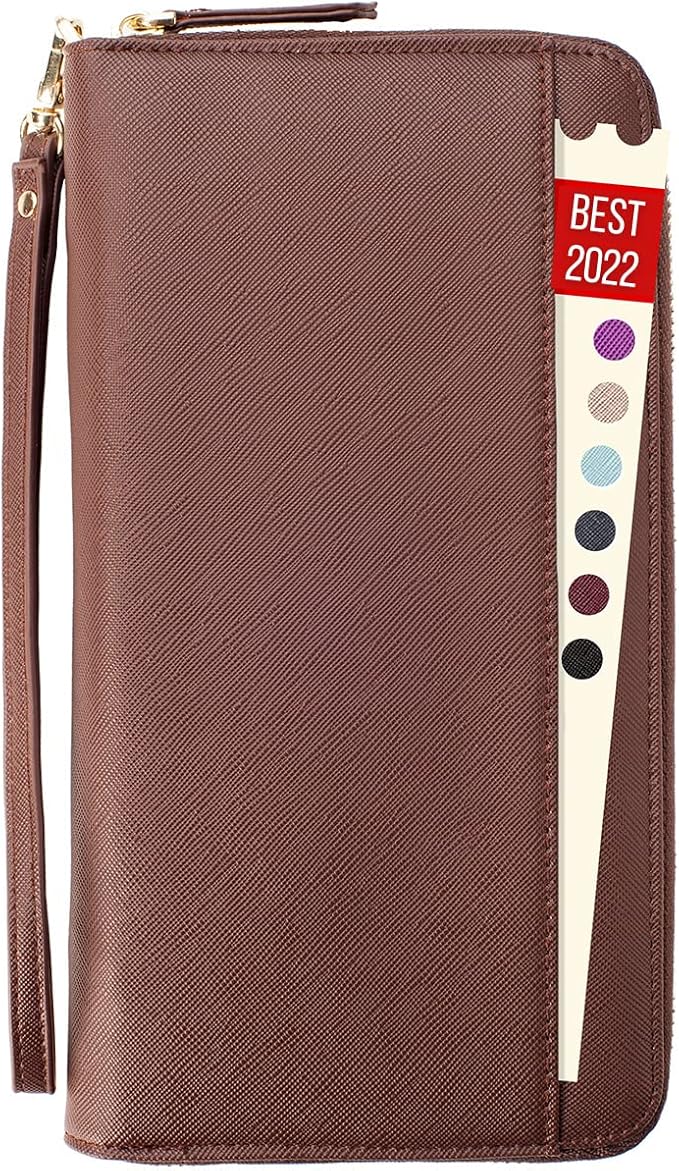 Travel Document Organizer - RFID Passport Wallet Case Family Holder Id Wristlet