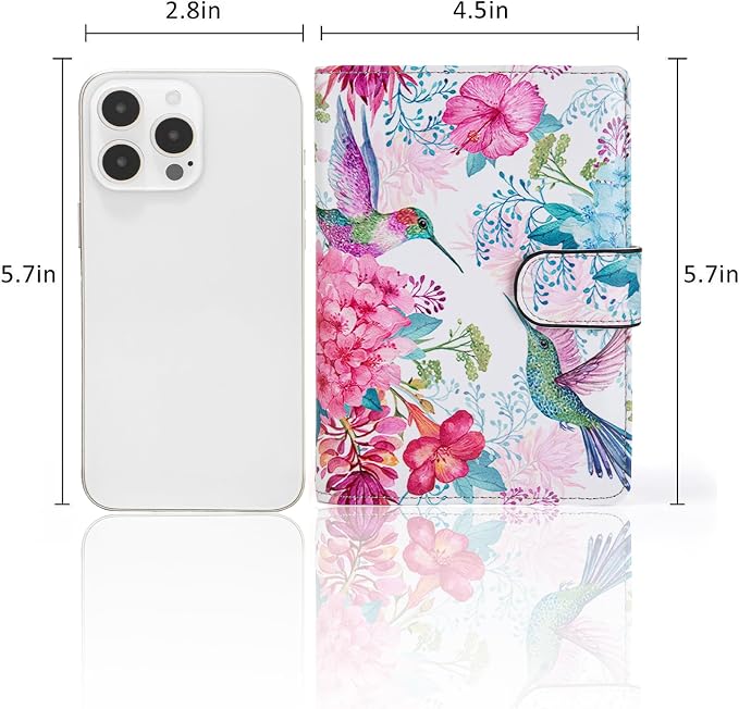 Passport Holder for Travel Essentials, RFID Blocking Passport Wallet Cover with Magnetic Closure, Passport Book Holders for Women and Men (Flowers and Hummingbirds)