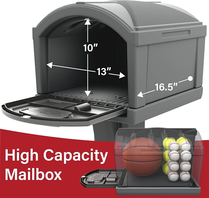 Simplay3 USPS T4 Extra Large Capacity XL Dig-Free Mailbox with Durable Double-Wall Construction, Weather-Resistant Design, and Easy No-Dig Installation, Steel Gray, Made in the USA