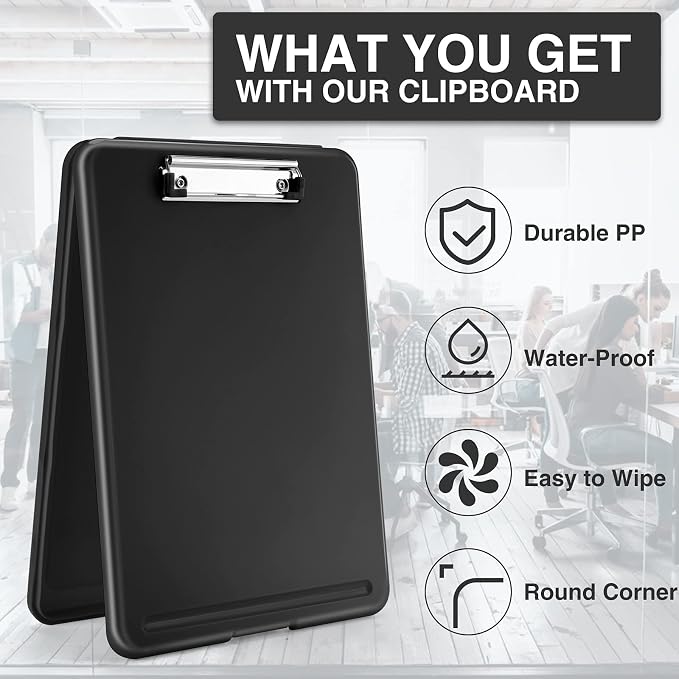 Sooez Clipboard with Storage, Plastic Nursing Clip Board, 8.5" x 11", Work | Sturdy Clipboards Foldable, Cute Hanging Clip Board Case, Teacher, Classroom Must Haves, Office School Supplies, Women & Men
