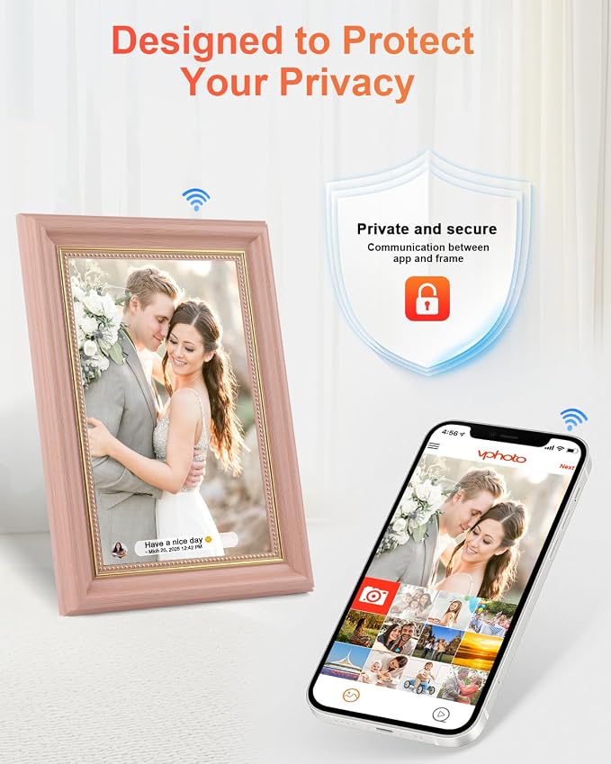 Frameo Digital Frame 10.1 Inch WiFi Digital Photo Frame with 32GB Storage, 1280x800 HD IPS Touch Screen Picture Frames with Frameo APP, Long Distance Realationship Gifts, Elderly Tech-Coral Pink