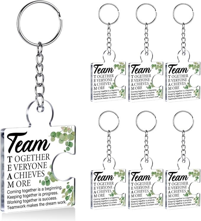 Team Appreciation Gifts Bulk Thank You Keychains for Coworkers | Gift Set for Employee, Staff, Teachers, Teamwork Puzzle Piece Keyring, Acrylic