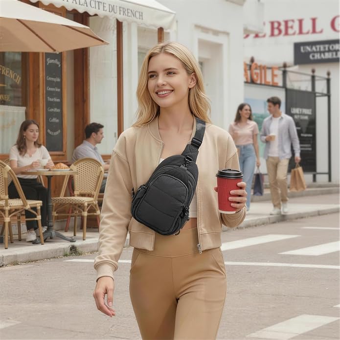 TOPEAST Sling Bag for Women, Anti-Theft Crossbody Bag with RFID Blocking & Small Water Bottle Holder for Travel