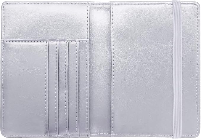 Coco Rossi Passport Holder for Travel Women Slim RFID Passport Cover Wallet | Travel Essentials, Passport Book Holders, Passport Wallet Cover Case, PU Leather, Cute, Thin, Spliced Design, Glitter Silvery