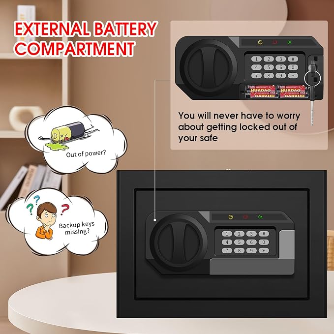 1.2 Cub Small Fireproof Safe for Home, Personal Fire Safe Box with Digital Keypad Key and Removable Shelf, Small Security Box for Money Firearm Medicine Valuables