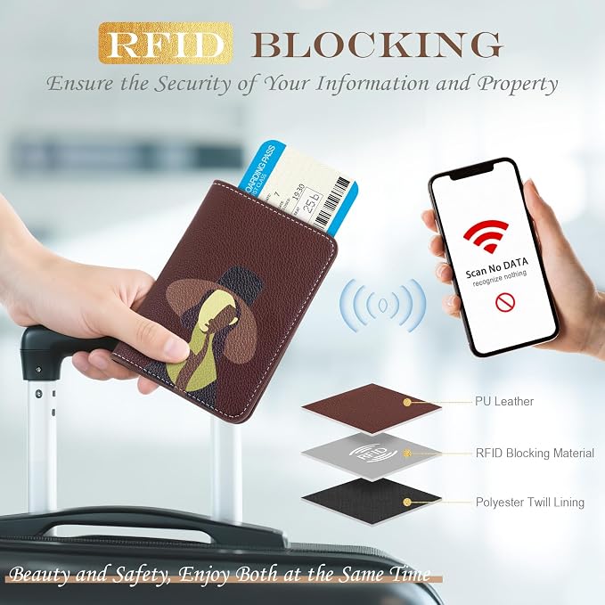 Lychii Passport Holder, RFID Blocking Travel Wallet, Slim Passport Cover | PU Leather Protector Case for Quick TSA Access, Secure Boarding Passes & ID Cards for Men Women, Travel Accessories