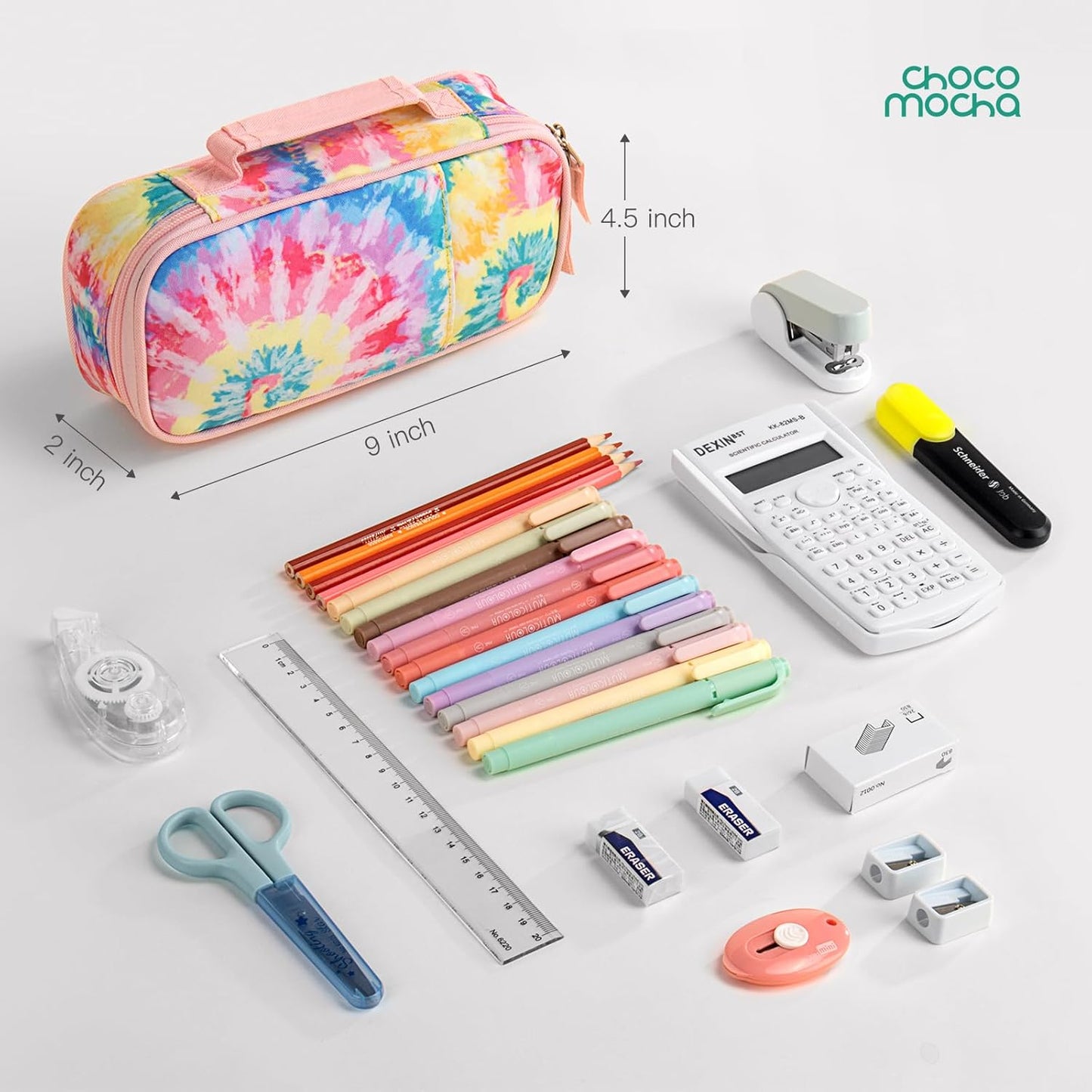 Choco Mocha Mermaid Pencil Case for Girls, Soft Pencil Case Kids Pencils Pouch for Kindergarten Girls, Pink