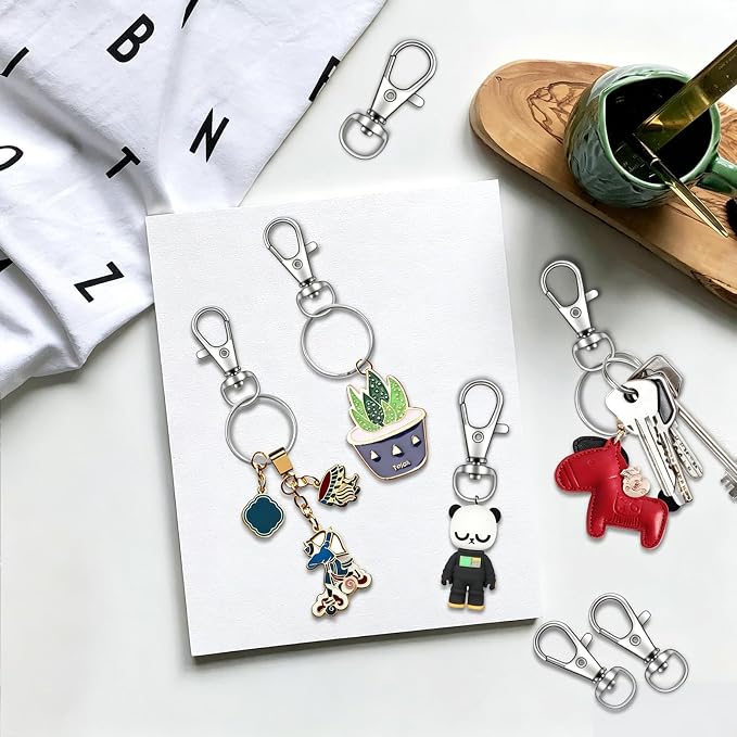 70PCS Swivel Snap Hooks with Key Rings, Metal Lobster Claw Clasp, Keychain Rings for Crafts 1.25inch/32mm